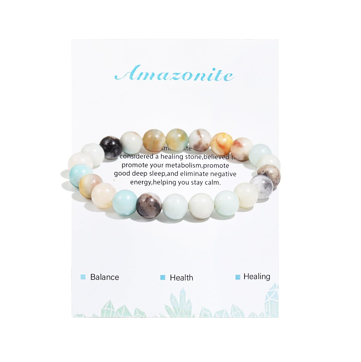 COLORFUL BLING Natural Stone Healing Bracelet Crystal Stress Relief Anxiety Yoga Bracelet Handmade Healing Beads Bracelet Birthday Love Gifts for Women Men-Amazonite