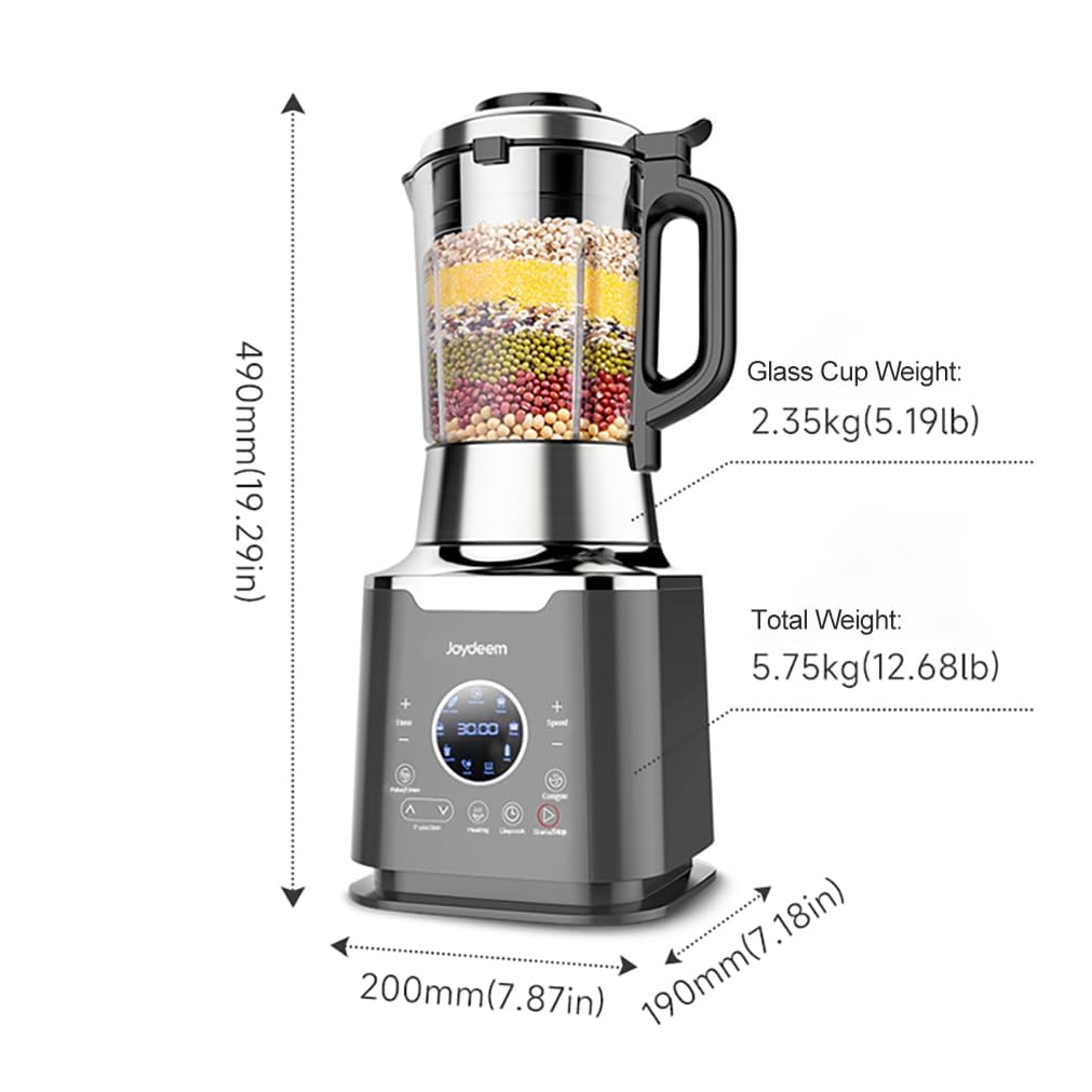 Joydeem Cooking Blender JD-D16, Hot and Cold Blender for Soy Milk & Juice, Soup Maker with Stew Pot, 1.75L(59 Oz), 1200W, Black