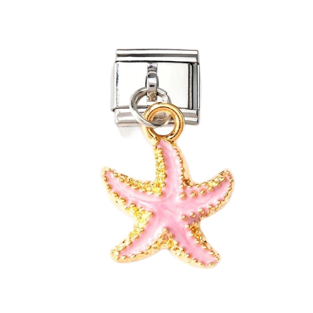 Jukoclut 9mm Italian Style Modular Charm Bracelet Link Handmade DIY Stainless Steel Jewelry Gifts for Women (Starfish)