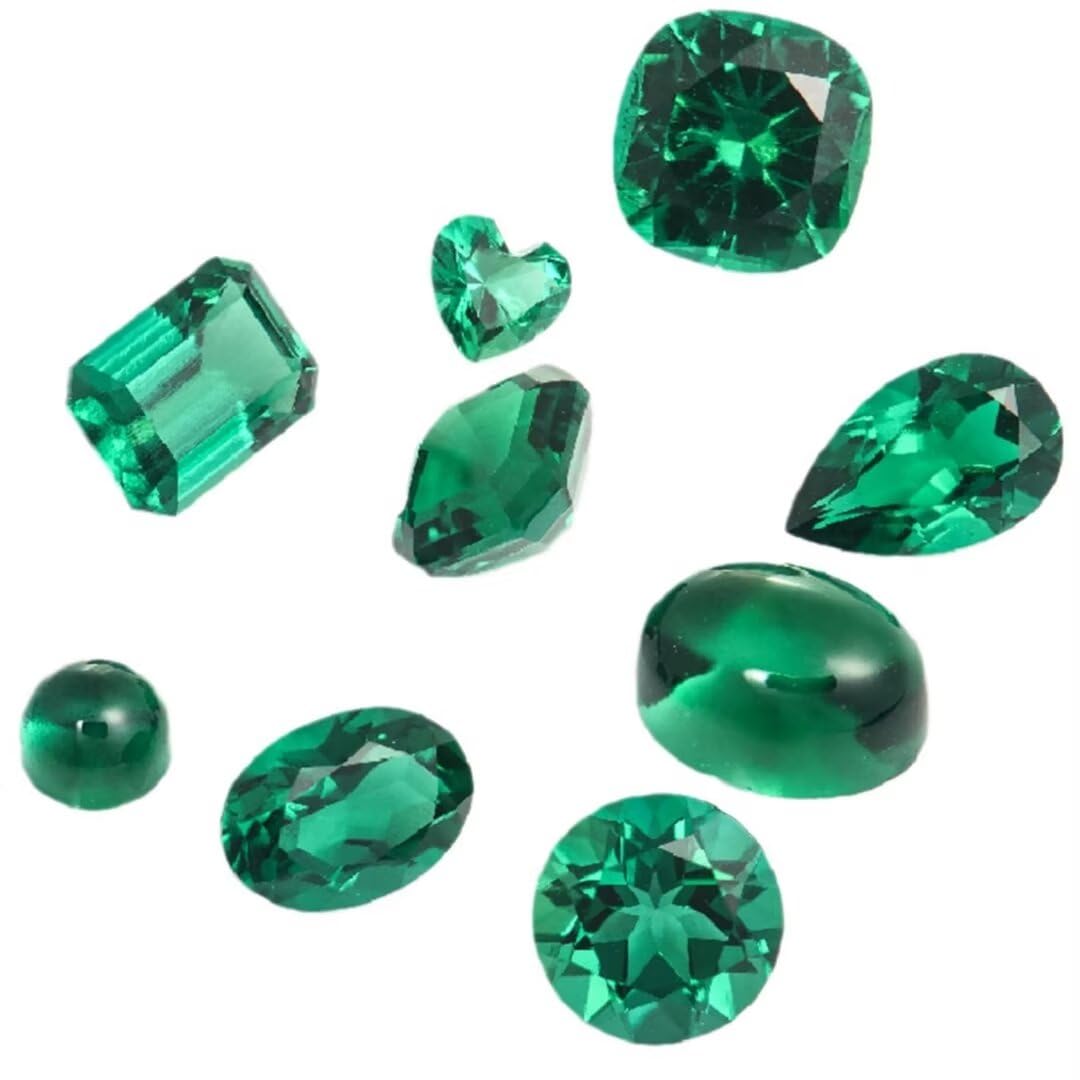 Arting Oval Heart Zambian Emerald 1CT WS Green Lab Cultivated Emerald Loose Cut Gemstone