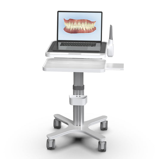 Dental Clinic Trolley Cart with Oral Scanner Holder,Hospital Mobile Workstation with Laptop Tray and Silent Wheels, for Office School Salon Lab etc.