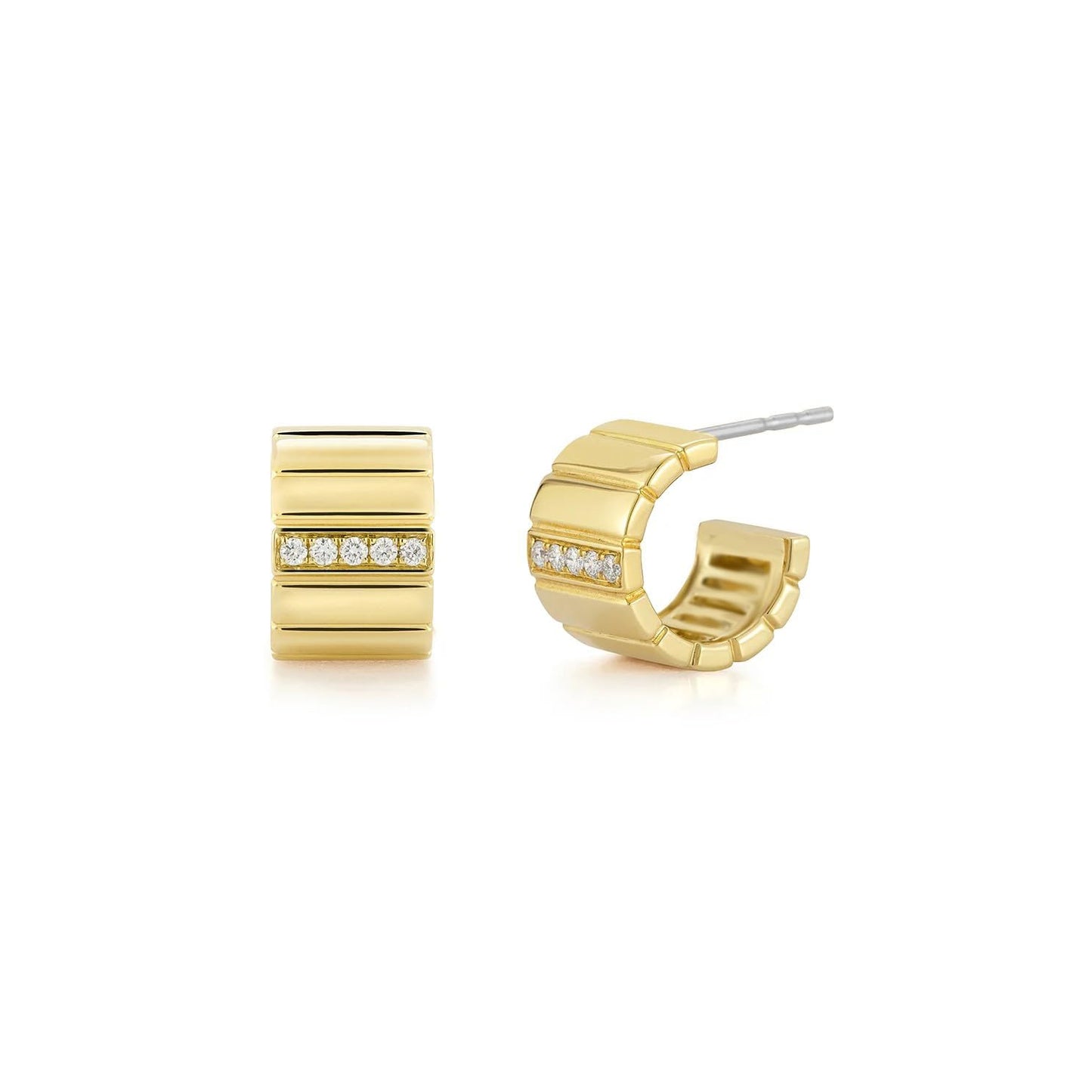 Obidos 14K Gold Plated Small Chunky Open Hoops | Thick Lightweight Hoop Earrings for Women | Trendy Simple Hypoallergenic Fashion Accessories Gold Jewelry Gifts for Womens (Hoops B-Yellow Gold)