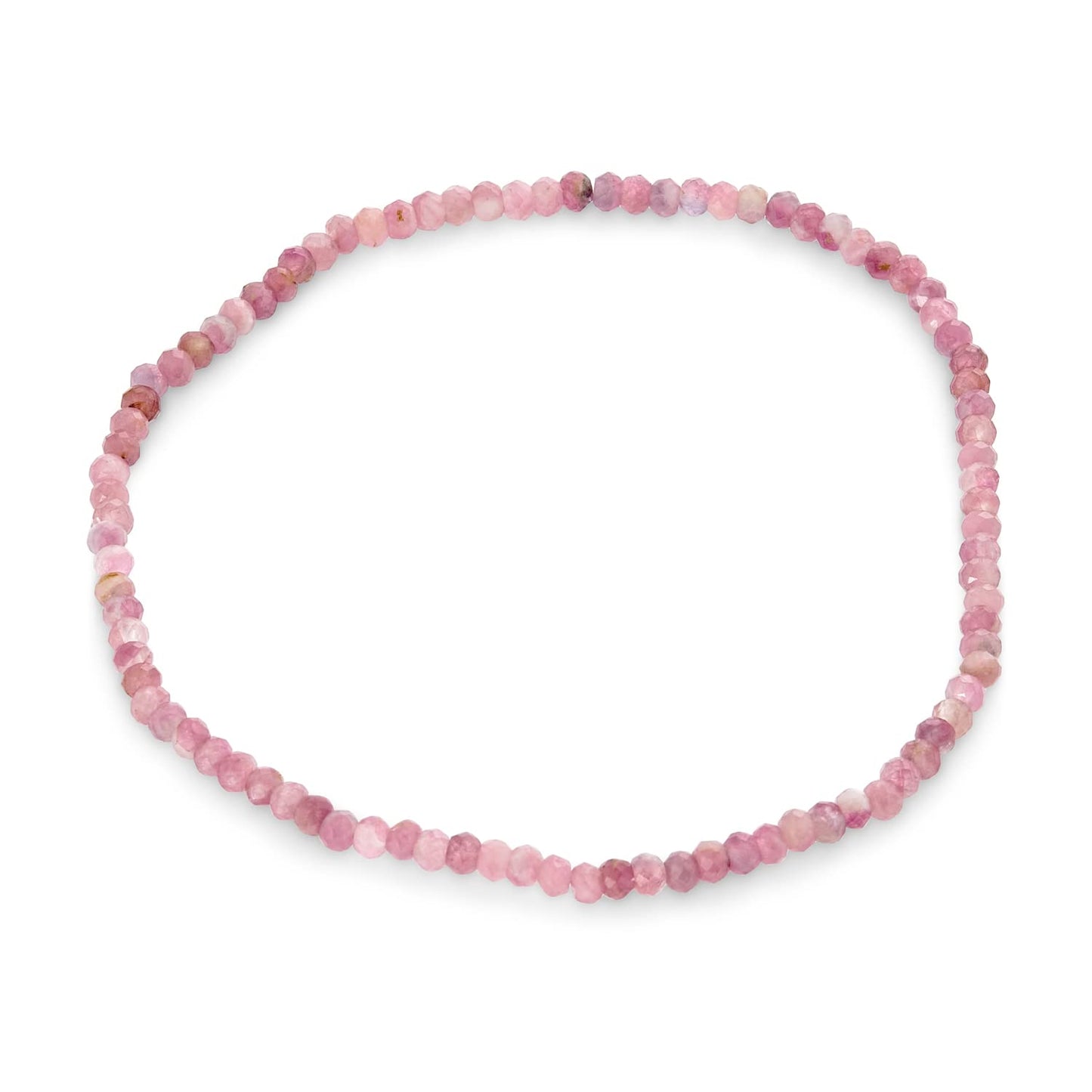 Mini Dainty Tiny Petite Seed Caviar Bead Stacking Round Faceted Genuine Natural Gemstone Pink Tourmaline Ball Stackable Strand Stretch Bracelet For Women Teen Adjustable