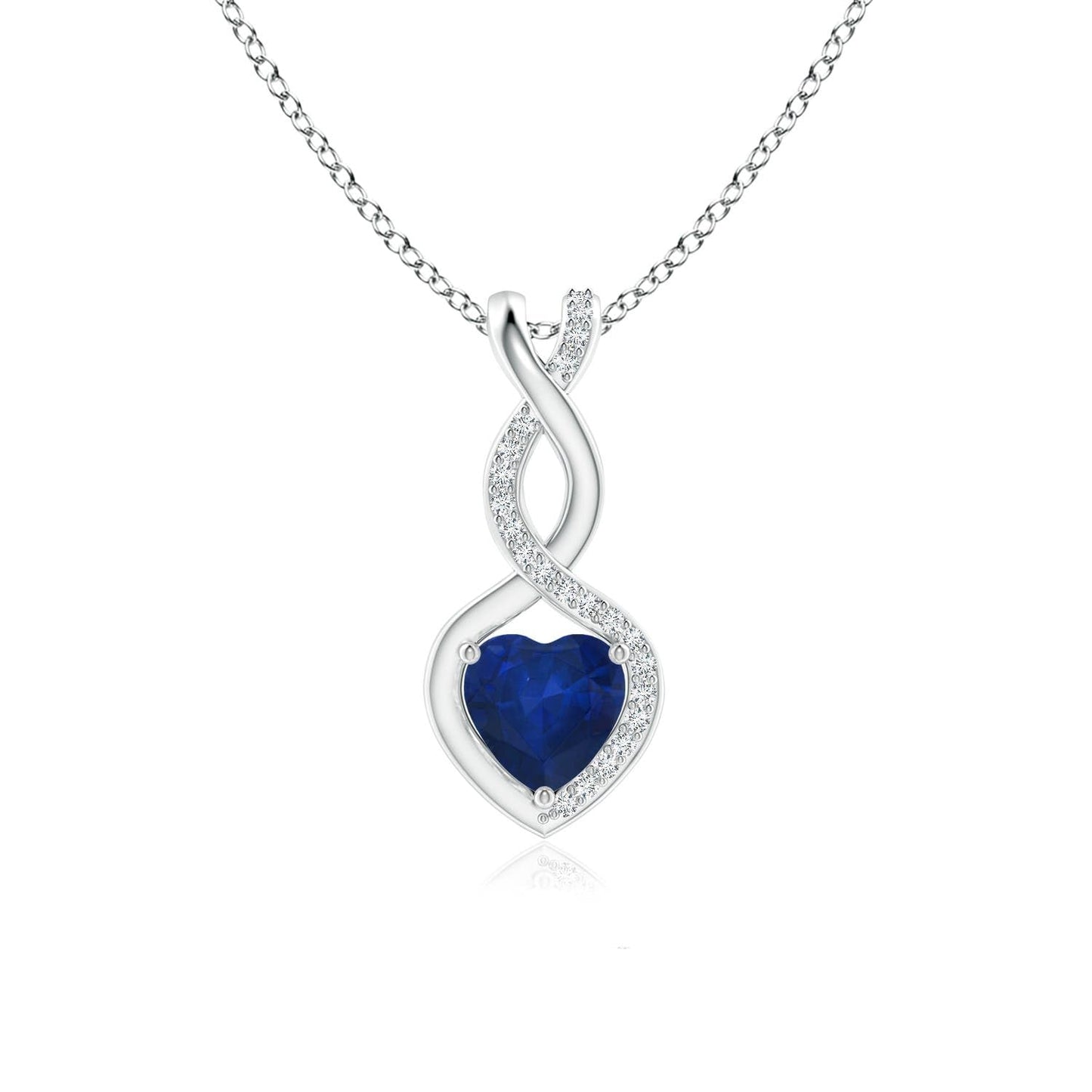 Angara Natural Blue Sapphire Pendant for Women | 0.3 ct Heart Shape Blue Sapphire Diamond Heart Pendant Necklace in White Gold | September Birthday, Anniversary, Gemstone Jewelry Gift | AA | 4mm