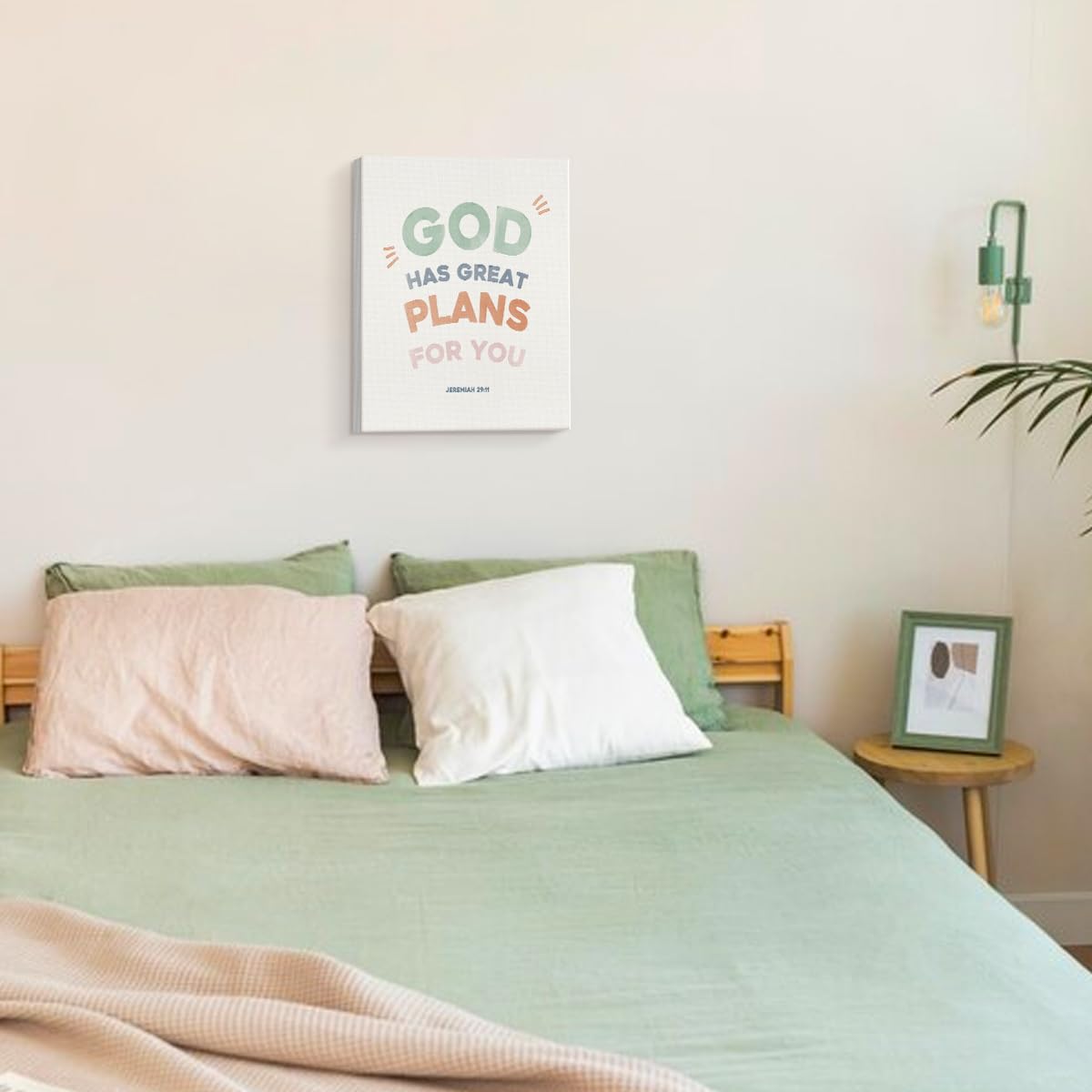 SZERE Bible Christian Boho Canvas Art Decor Posters Prints,Inspirational Bible Verses Room Bedroom Bathroom Playroom Dorm Classroom Canvas Wall Decor Aesthetic for Nursery Kids Teen Girls Gifts,God Has Great Plans For You,11x14 Inch Set of 4 Pcs Christian