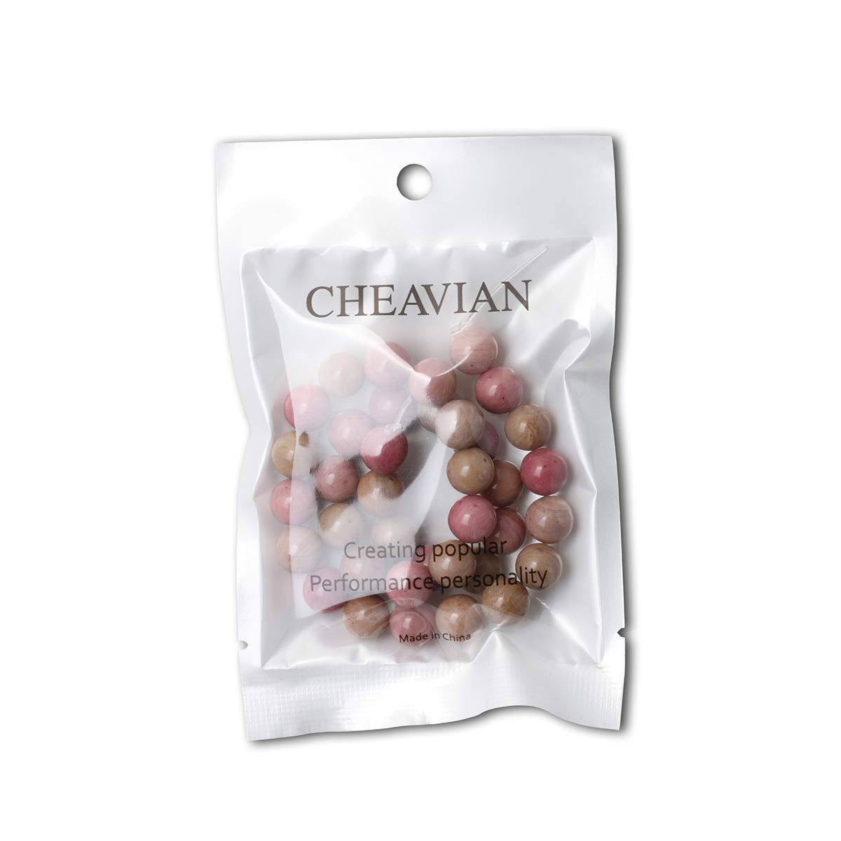 CHEAVIAN 35PCS 10mm Natural Rhodochrosite Gemstone Smooth Round Loose Beads for Jewelry Making DIY Findings 1 Strand 15"