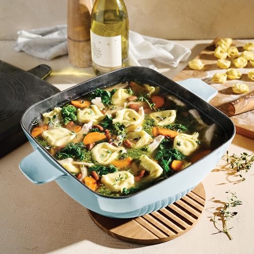 Tramontina Cultura 2-in-1 Enameled Cast Iron Dutch Oven Pot with Reversible Lid Griddle and Trivet, Oven Safe 6.5-Quart Multi-Cooker, Starlight Blue
