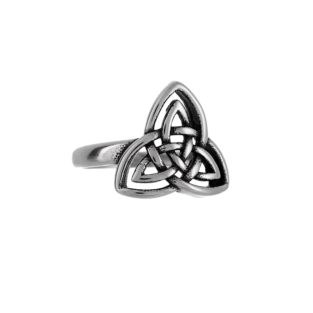 YWMAN Celtic Knot Rings for Women, Stainless Steel Triquetra Trinity Ring, Witches Knot Irish Jewelry Gift (8)