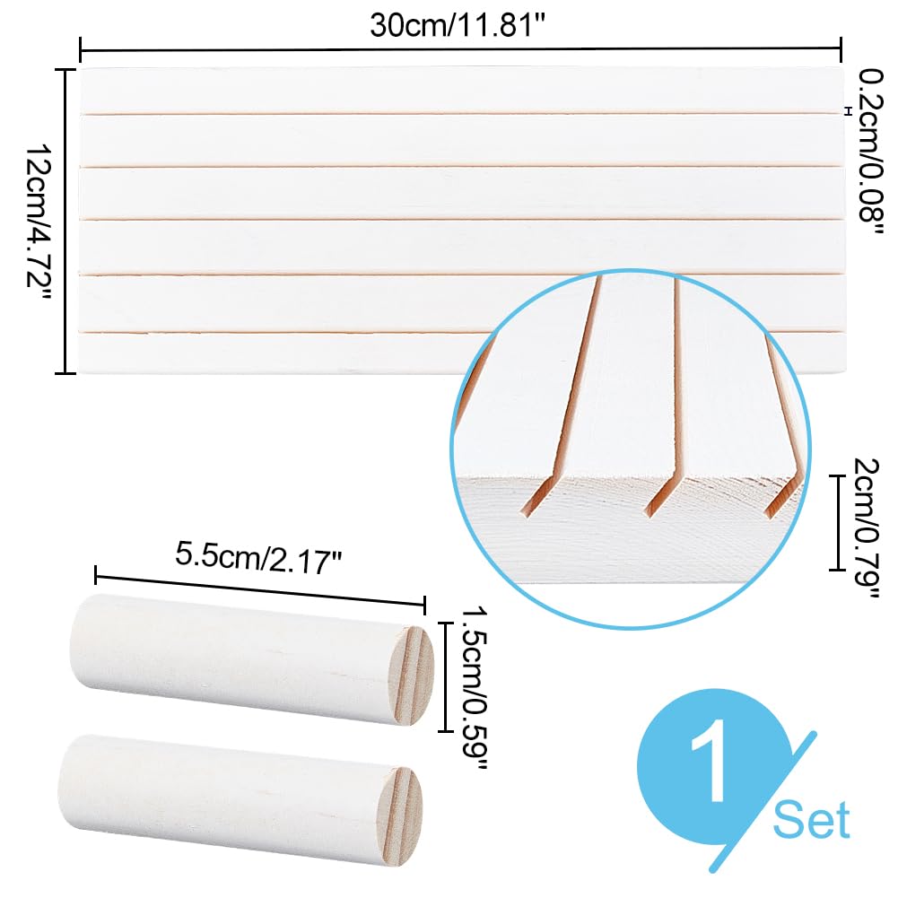 PH PandaHall 5 Slots Wooden Card Display Stand, White Jewelry Organizer Earring Card Holder Photo Table Displays for Earrings Bracelet Ring Jewelry Business Cards Selling Retail, 11.8x4.7 inch