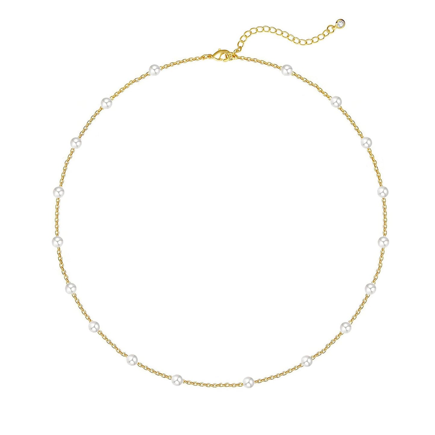 Zeffy Dainty Pearl Necklace for Women Small Pearl Chain Necklace Tiny Pearls Beaded Choker Necklace for Women Simple Jewelry Gifts