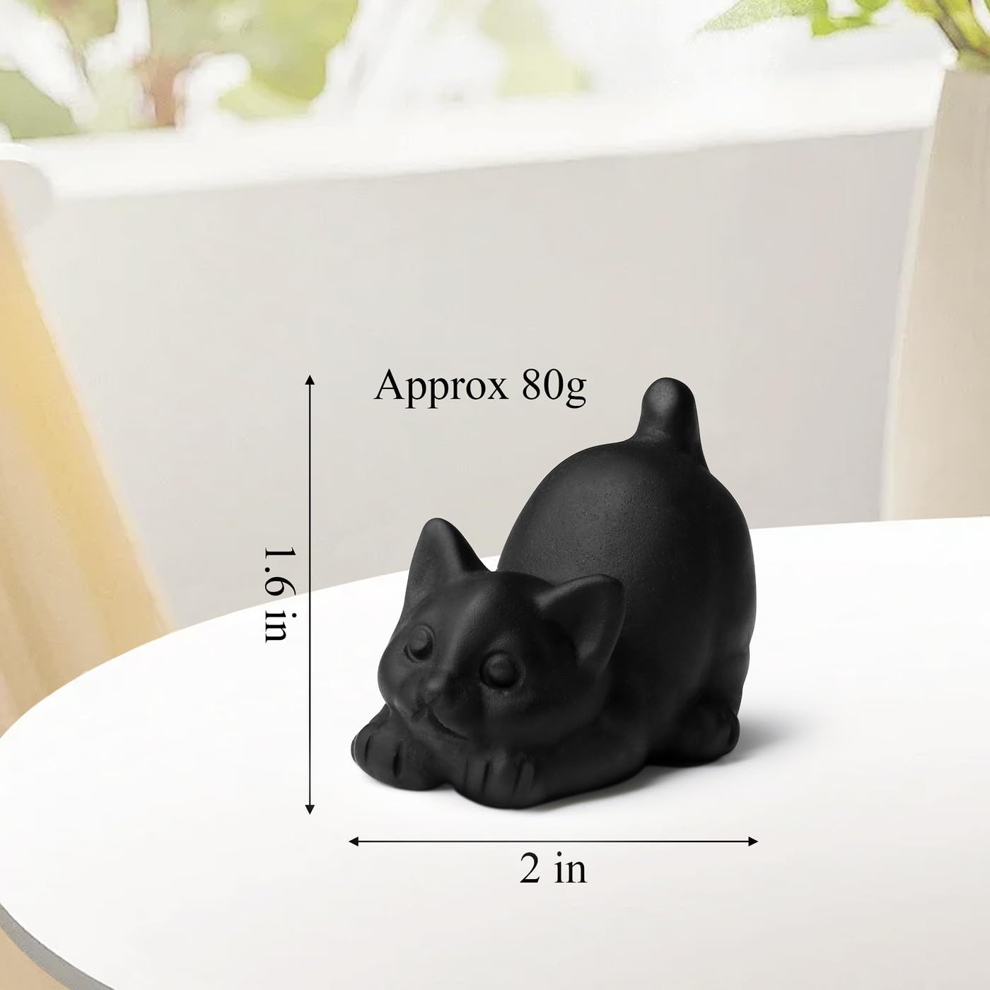 NUKAYAI 2" Black Cat Statue Obsidian Crystal Cat Decor Figurines Carved Room Decor for Desk Lazy Sculpture Handcrafted Healing Stone Natural Gemstones Spiritual Gifts for Cat Lovers