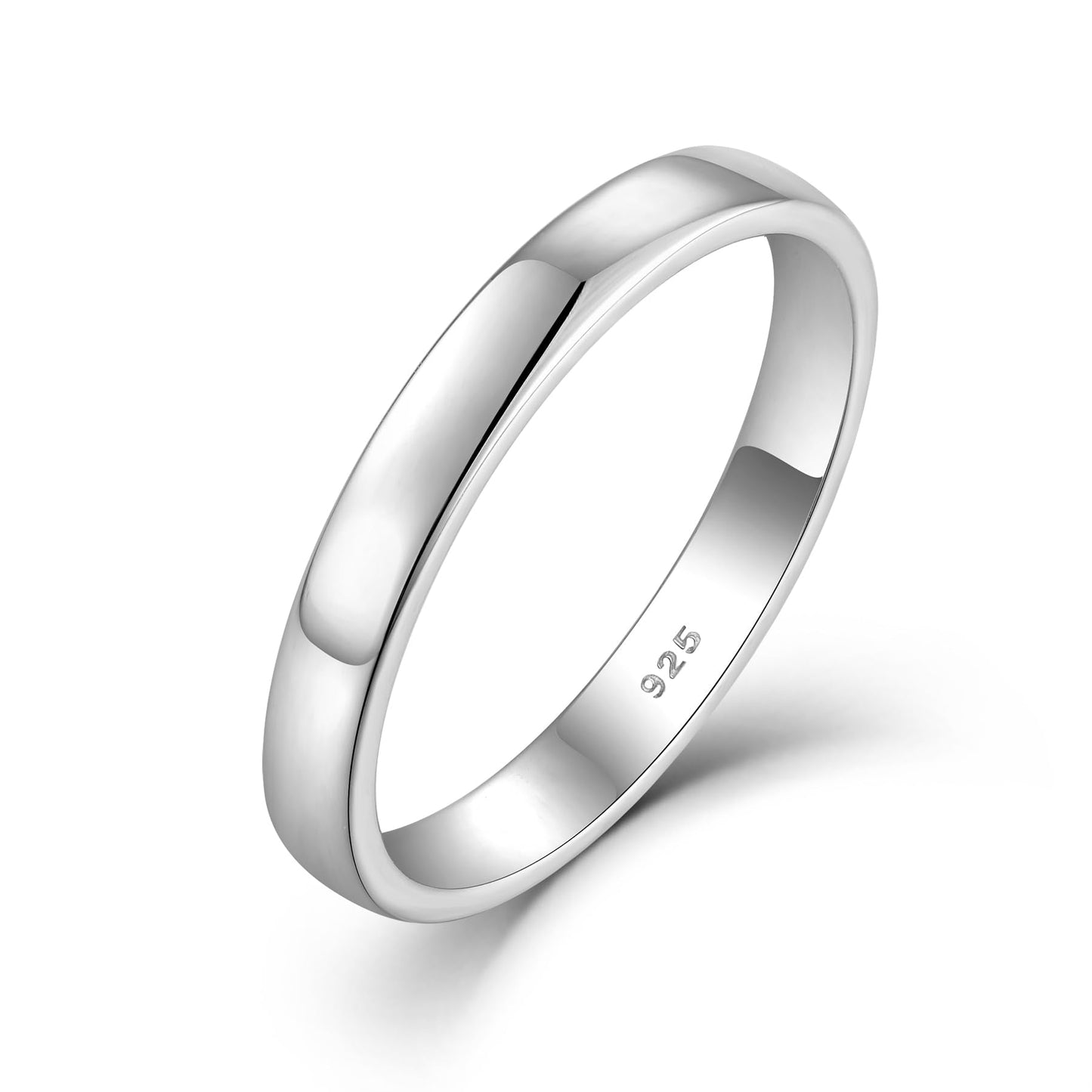 STARCHENIE Solid 925 Sterling Silver 3mm Wedding Band Ring, Comfort Fit High Polish, for Men and Women (Size 11)