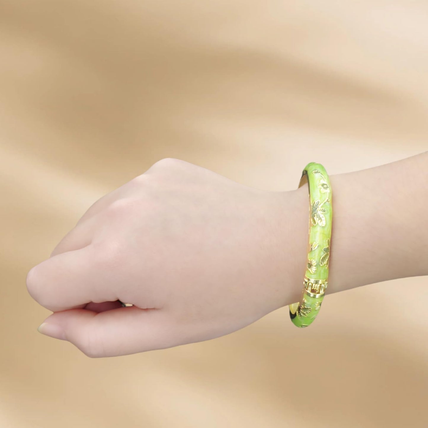 Cloisonne Bracelet For Women, Chunky Bangle Trendy Cute Flower Enamel Bangles Multi Tone Engraved Cuff Gold Plated Bracelets Stackable Wife Jewelry Friendship Gift (Dark Blue, One Size)