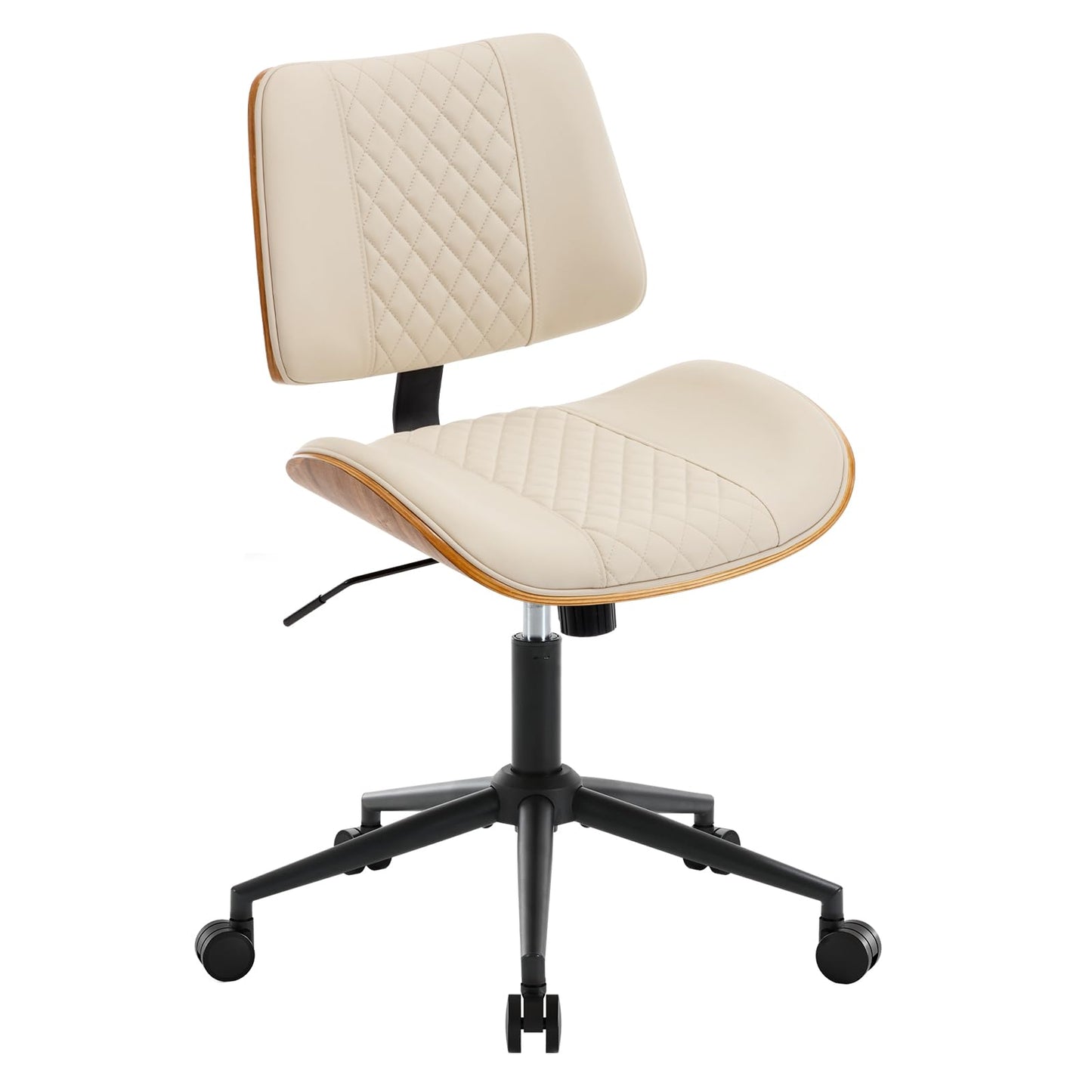 BV Home Office Chair No Arms with Wheels, Armless Small Desk Chair,Task Computer Office Desk Chair for Casual Office Small Space,Study Room,Reading Room(Beige)