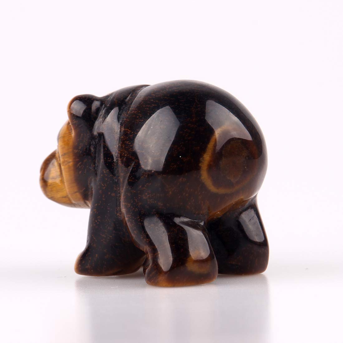 Natural Beads Semi Stone Carved Bear Yellow Tiger Eye Statue Chakra Healing Reiki Small Crafts (Yellow Tiger Eye)