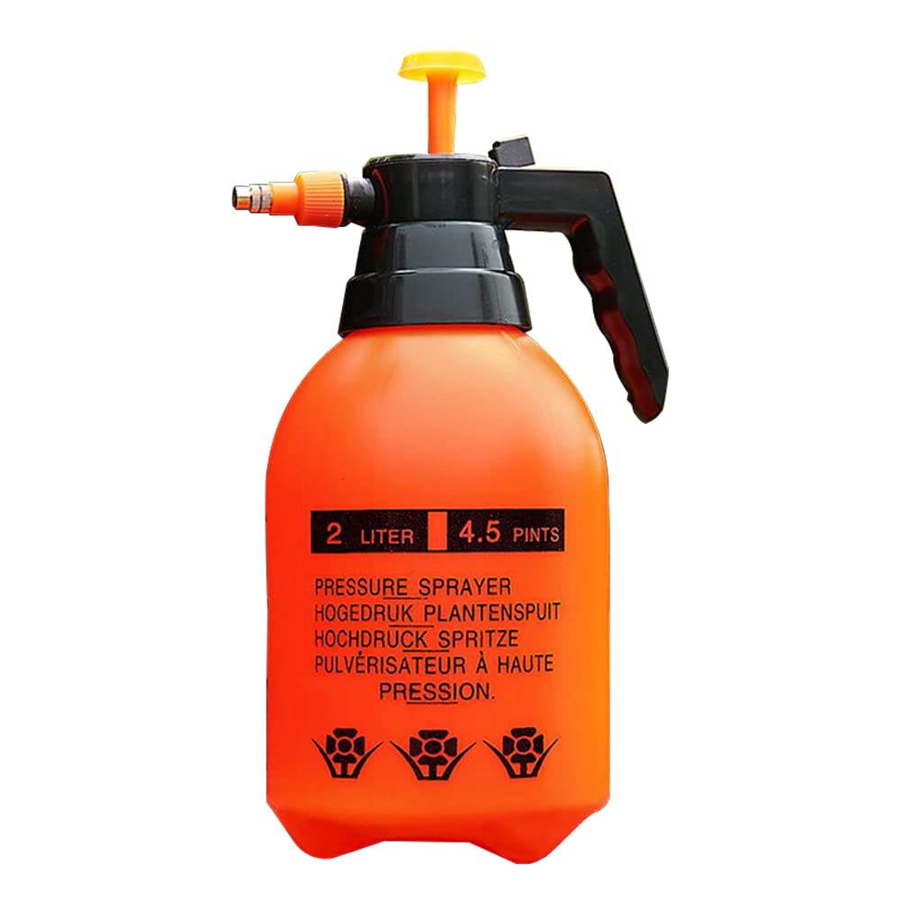 ANPTGHT 1 Pcs Garden Pump Sprayer, 0.5Gallon/68oz Hand-held Lawn Pressure Orange Spray Bottle with Adjustable Nozzle (FKM Gasket Update)