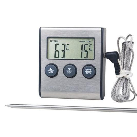 BERHUTJ Digital Kitchen Thermometer LCD Display Long Probe Grill Oven Food Meat Cooking Alarm Timer