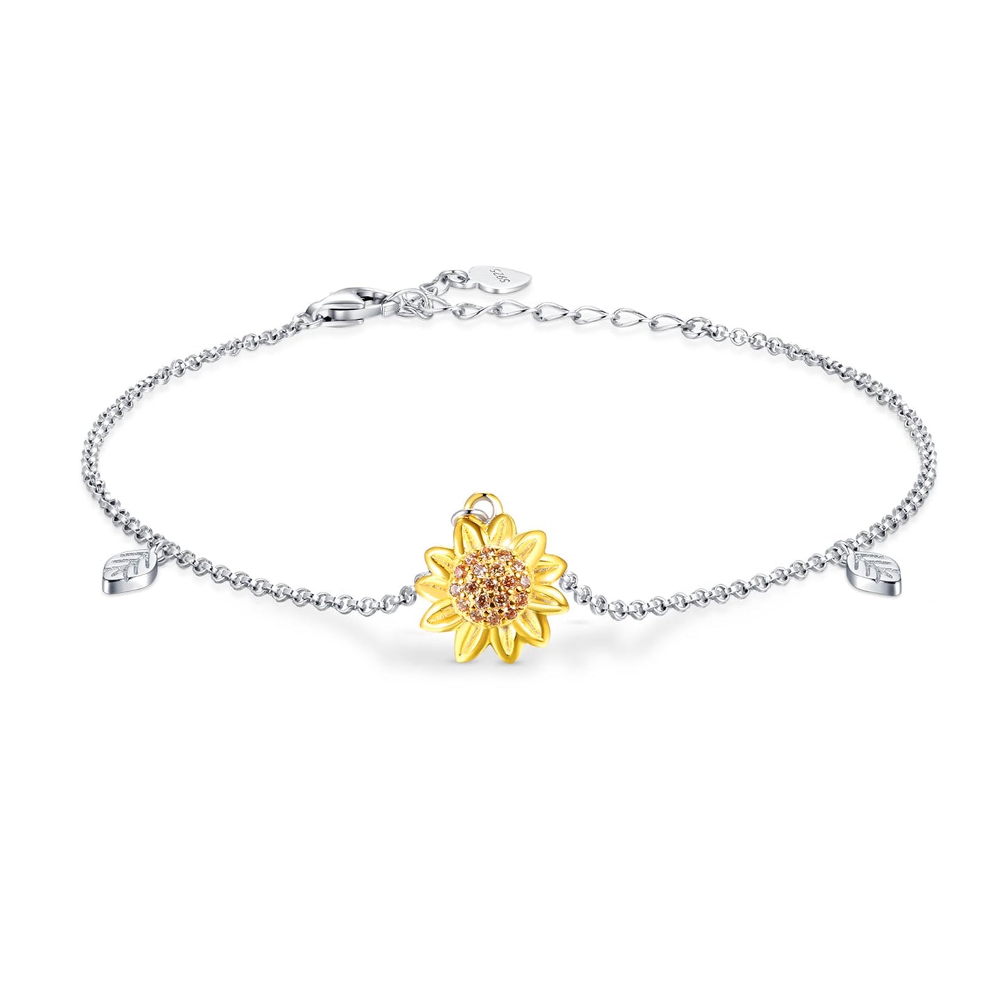 oGoodsunj Sunflower Necklace Jewelry Set fo Women Sterling Silver Anklet Bracelet Earrings You Are My Sunshine Pendant Gifts for Mom Daughter Wife (Anklet)