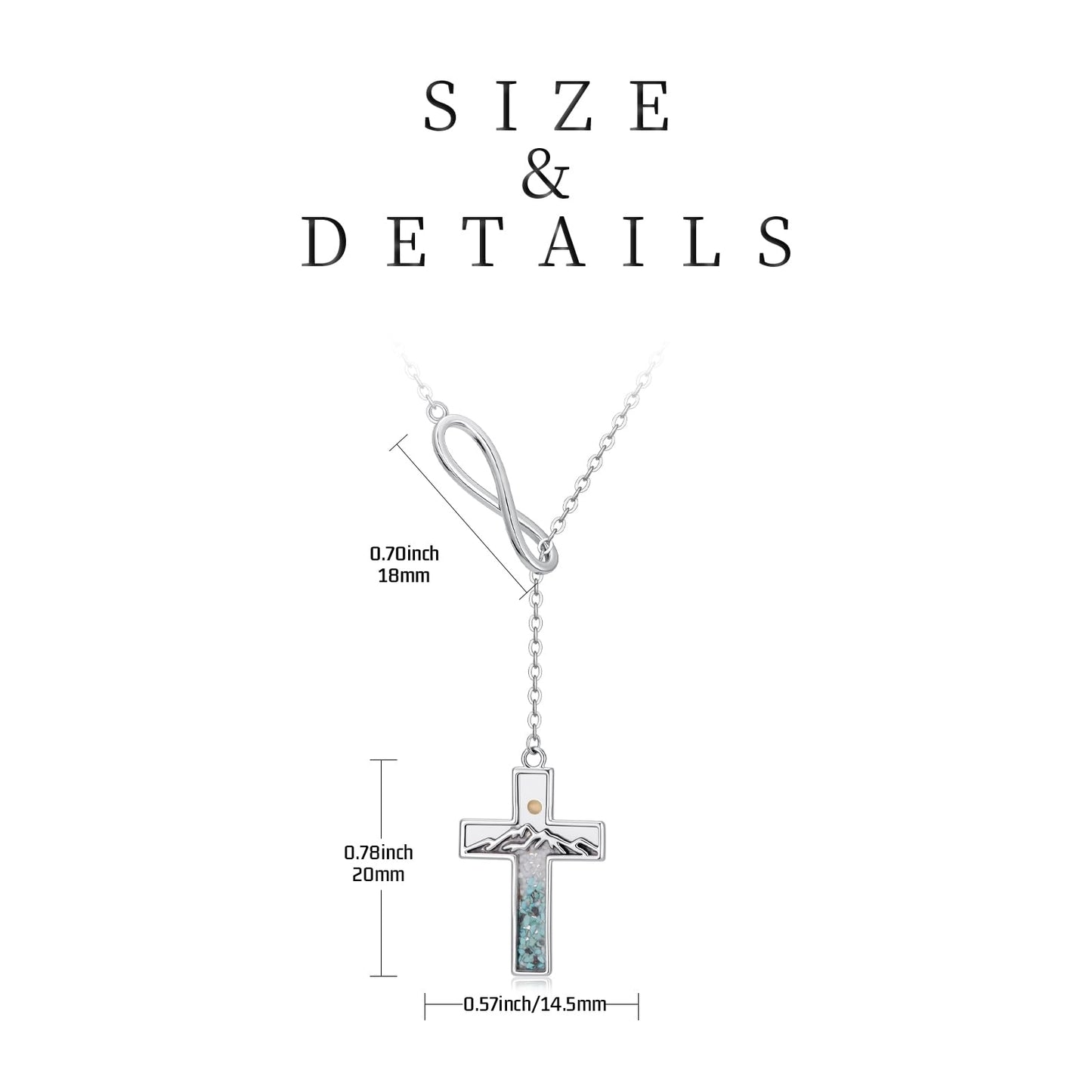 Suiknsn Mustard Seed Necklace for Women 925 Sterling Silver Turquoise Mountain Y-Necklace Faith Cross Pendant Necklace Christian Jewelry Nature Hiking Gifts for Girlfriend
