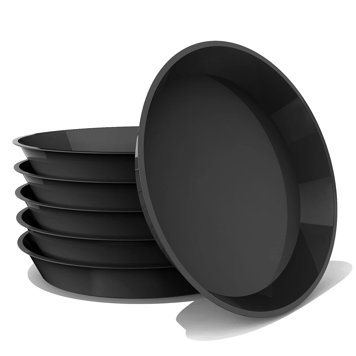 DUNPUTE 6 Pack Plant Saucer 4 6 8 10 12 14 16 18 20 22 Inch Plastic Plant Tray, Sturdy and Durable Flower Pot Container Accessories Plant Pot Saucers for Indoor and Outdoor (8 Inch, Black)