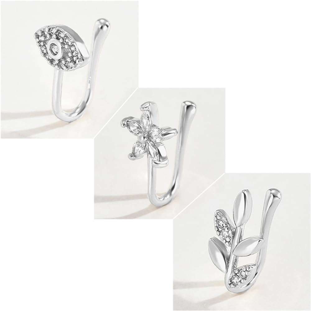 VitaCool African Nose Cuffs for Non Pierced Fake Nose Ring Sliver Faux Septum Nose Rings Cuffs Non Piercing Jewelry for Women