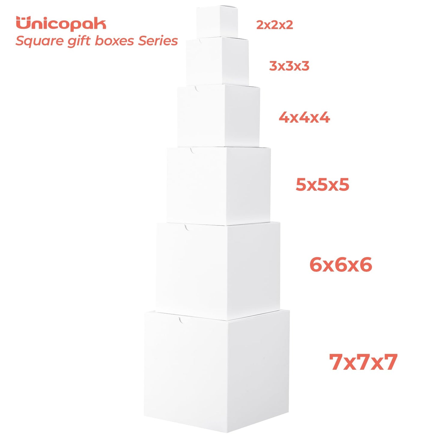 UnicoPak 10 Pack 7x7x7 Gift Boxes Bulk White Large Gift Boxes, Ideal for Birthday Gifts Christmas Gifts Party Favors Homemade and Business