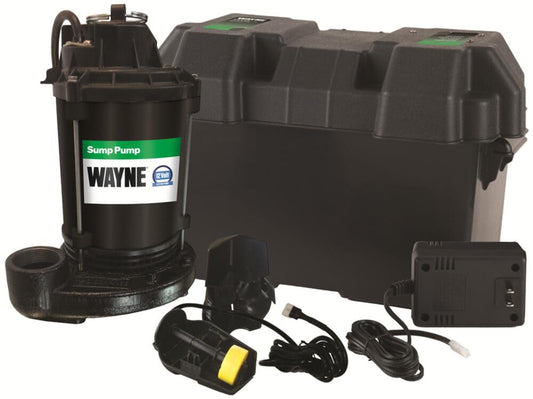 WAYNE ESP25n - 12 Volt Battery Back Up Sump Pump, Battery Not Included - Up to 2,700 Gallons Per Hour - Heavy Duty Basement Sump Pump