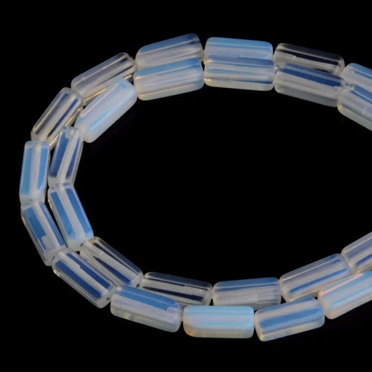 4x13mm Natural Stone Opal Rectangular Column Tube Cylinder Spacer Loose Beads Gemstone for DIY Bracelets Necklace Jewelry Making Strand 15 Inch (28-30pcs)