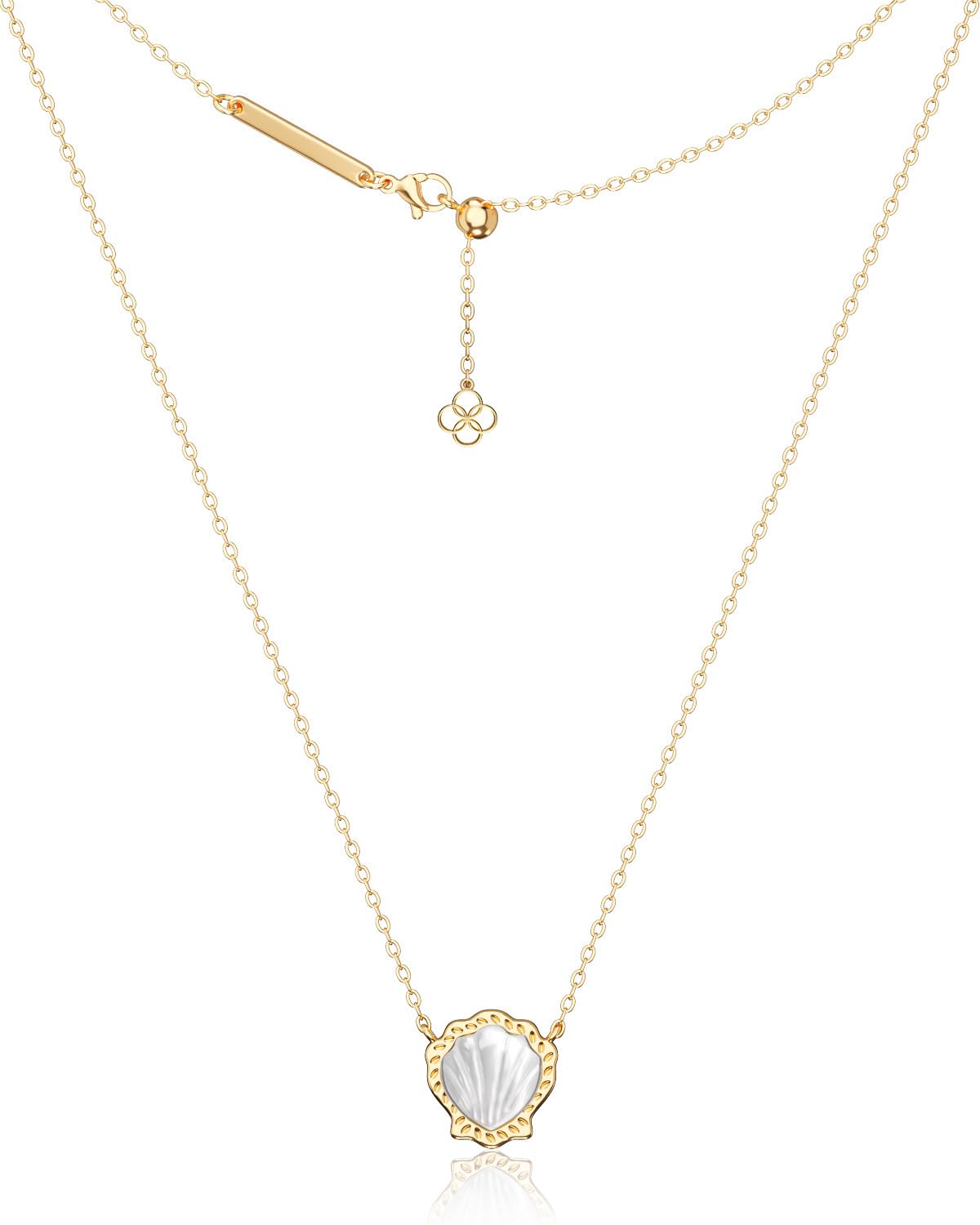 AICase 18K Gold Plated Pendant Necklace for Women,Dupes Shell Ivory Mother Of Pearl Fashion Dainty Jewelry,Anniversary Birthday Gifts for Women/MoM/Sister/Friends/Her/Wife/Grandma/Coworker_White