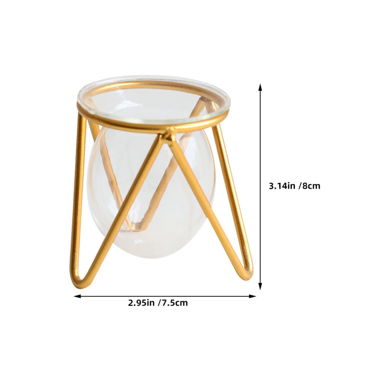 Ipetboom Glass Bulb Planter with Metal Stand, Small Gold Hydroponic Vase for Succulent Propagation, Desktop Glass Vase Holder for Indoor Plant Terrarium and Floral Arrangements
