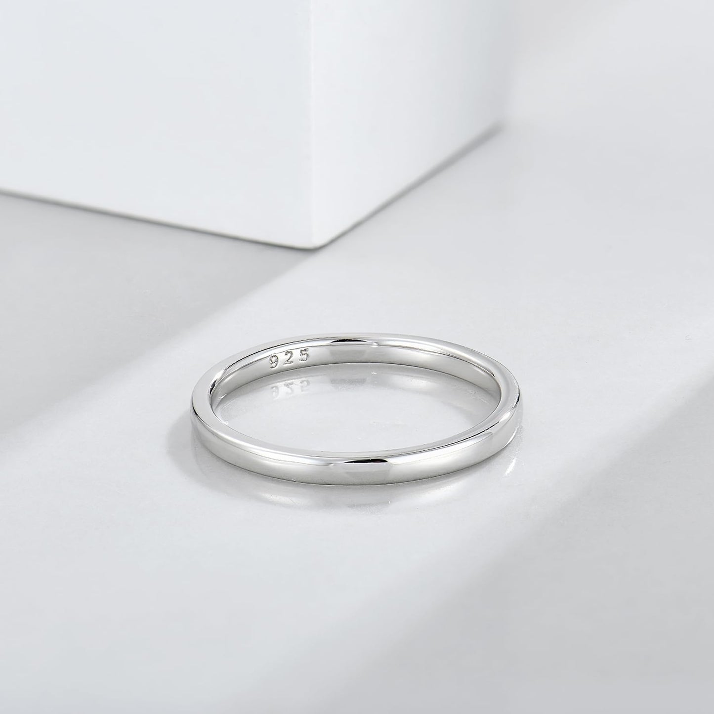 STARCHENIE Solid 925 Sterling Silver 2mm Wedding Band Ring, Comfort Fit High Polish, for Men and Women (Size 9)