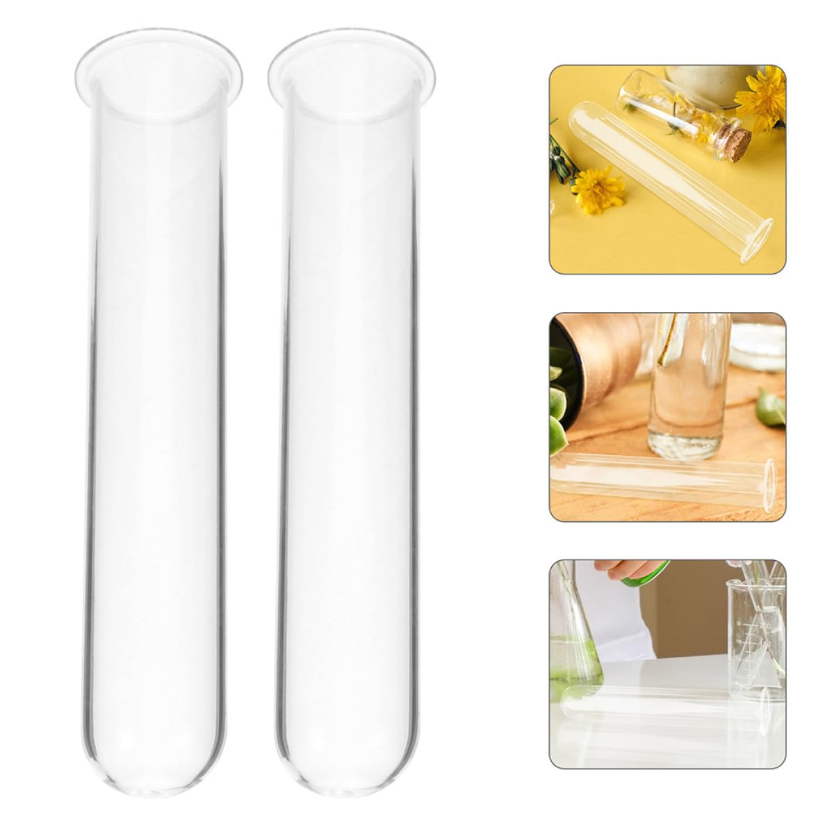 ULTECHNOVO 4pcs Glass Hydroponic Test Tube Vase Set 2.5x3x18cm Decorative Propagation Plant Holders Desktop Terrarium Planter Tubes for Home Garden