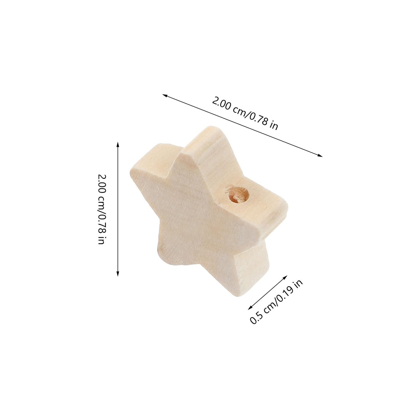 Ciieeo 100pcs Unfinished Wood Star Beads 20mm - Natural Wooden Spacer Beads with Pre-Drilled Holes for Jewelry Making | 0.78 inch Shape Charms for Farmhouse Garland Macrame Crafts