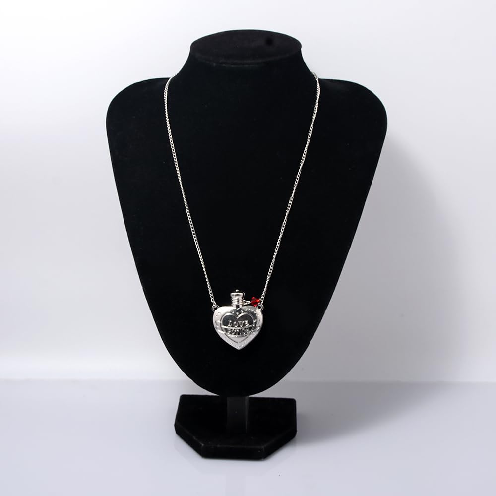 Locus Amoenus Love Potion Necklace - Heart Vial Necklace- Valentine's Day Gifts for Women (Steel)