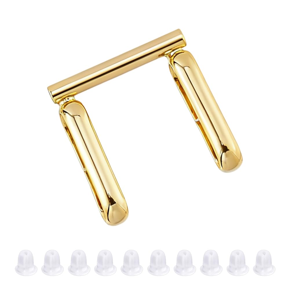 SUPERFINDINGS 1PC Alloy Brooch to Necklace Converter Golden Pin to Pendant Converter Brooch Pendant Converters with 10PCS Ear Nuts Jewelry Converters for Changing Brooches Pins to Choker Necklace