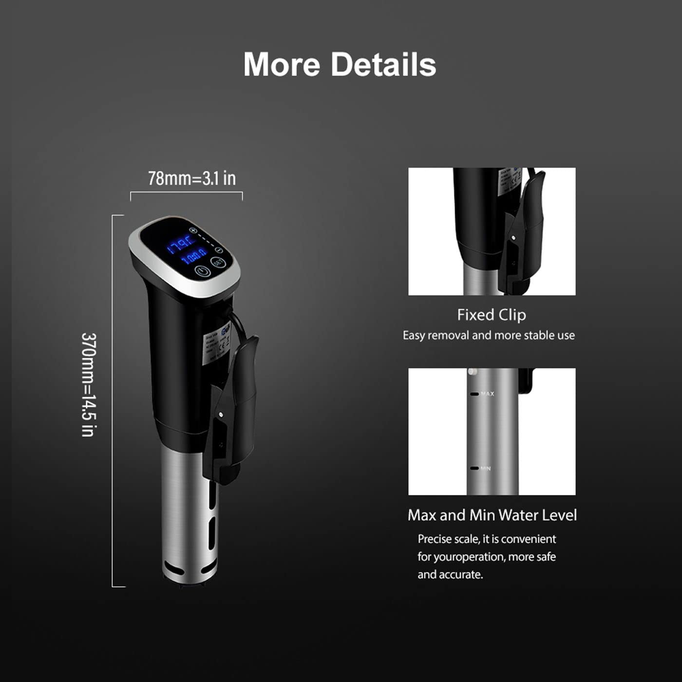 Sous Vide Cooker Immersion Circulator IPX7 Waterproof, 1800 Watts Vacuum Food Cooker, LCD Digital Display(US Plug, 110V)