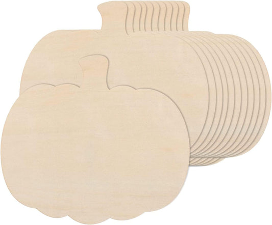 50 Pieces Large Wooden Pumpkin Cutouts 11 Inches Unfinished Wood Craft Cutout Blank Pumpkin Shape Cutout for Halloween Fall Thanksgiving Party DIY Craft Decoration Supplies