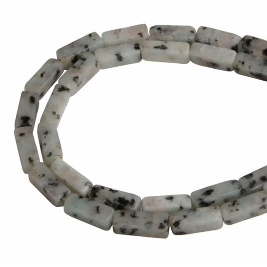 4x13mm Natural Stone Tianshan Japser Rectangular Column Tube Cylinder Spacer Loose Beads Gemstone for DIY Bracelets Necklace Jewelry Making Strand 15 Inch (28-30pcs)