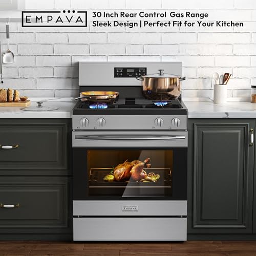 Empava 30" Gas Range, 4.8 Cu.Ft Oven with Touch Timer,18K BTU Burner, Freestanding & Slide-in Stove (Natural/LP Convertible) Stainless Steel