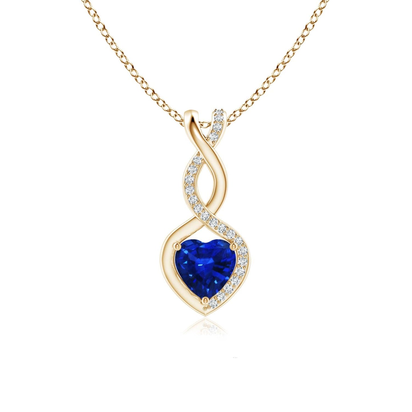 Angara Natural Blue Sapphire Pendant for Women | 0.3 ct Heart Shape Blue Sapphire Diamond Heart Pendant Necklace in Yellow Gold | September Birthday, Anniversary, Gemstone Jewelry Gift | AAAA | 4mm