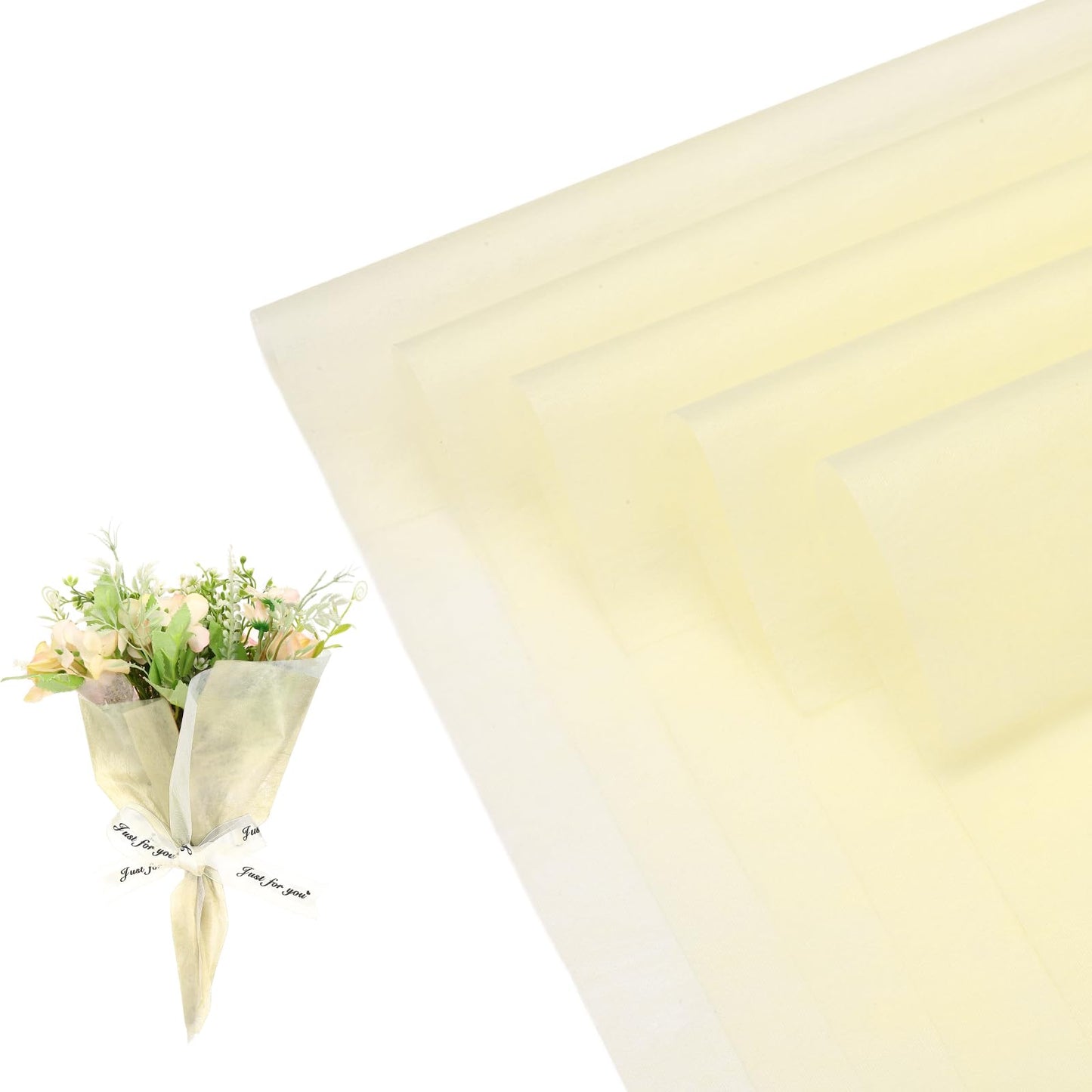 PATIKIL Tissue Paper for Flowers Bouquets (11"x11", Fresh Beige)(70 Sheet) Withdrawable Korean Cotton Wrapping Flower Paper Non-Woven Floral Bouquet Wraps, Suit for - Floral/Gift Packaging