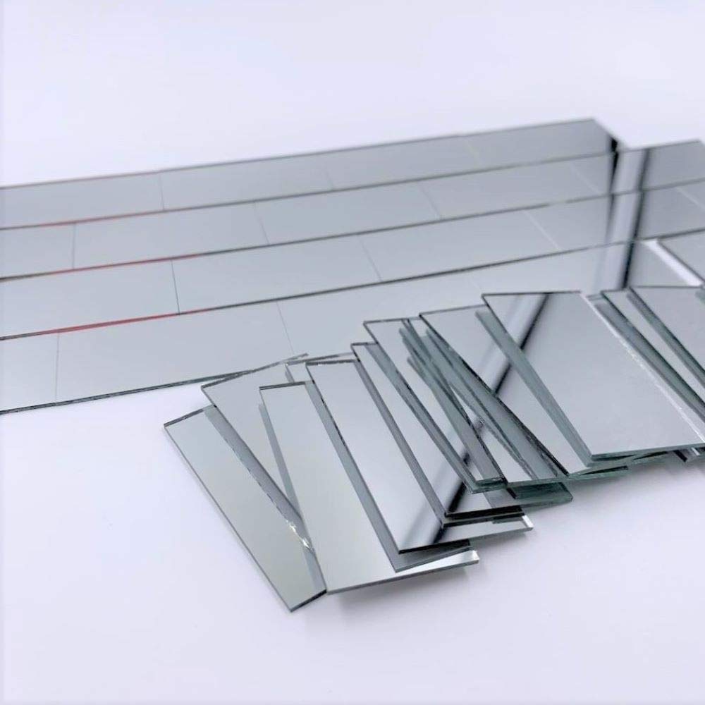 NUORUI 1" x 2" Glass Mosaic Rectangles Brick-Shaped Mirror Mosaic Tiles (Pack of 60) (25 x 50 mm)
