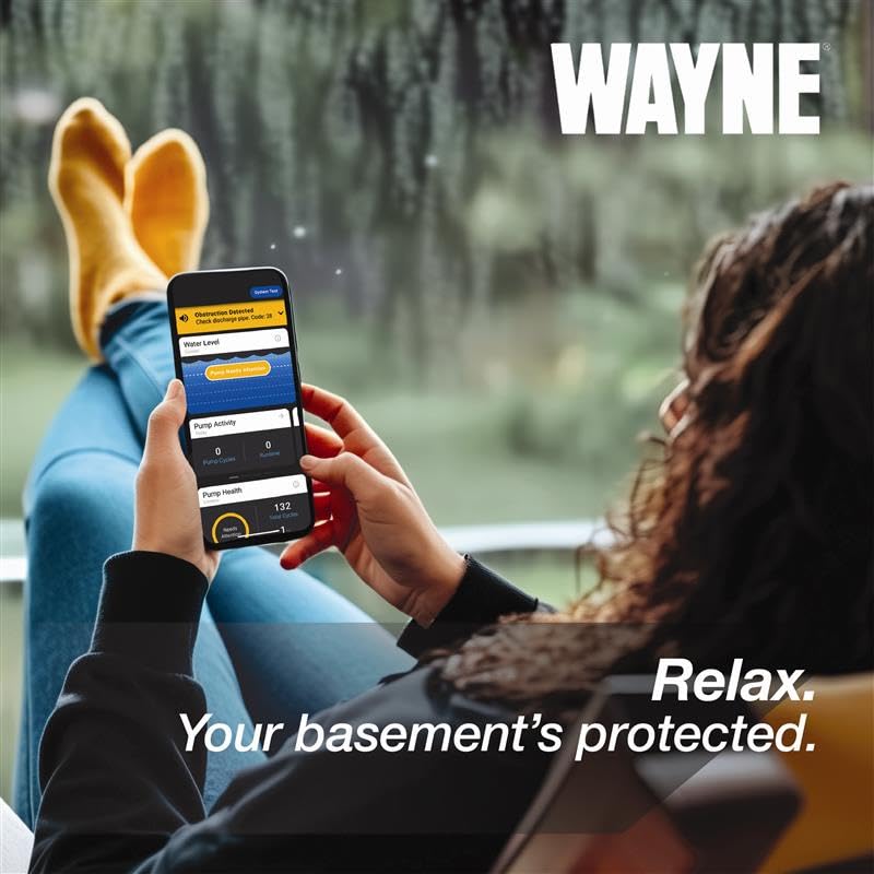WAYNE HALO50 Smart Sump Pump – ½ HP Stainless Steel Basement Protection Pump, Up to 5,100 GPH – Digitally Connected Flood Protection with App Monitoring – Quiet Operation
