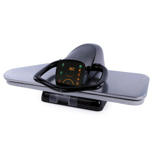 34" Large Steam Iron Press with LED Touch Screen, 1800W Steam Press with 5 Fabric Settings Language Conversion and Voice Prompts, Iron Press with Spray Bottle and Press Pad for Home Business