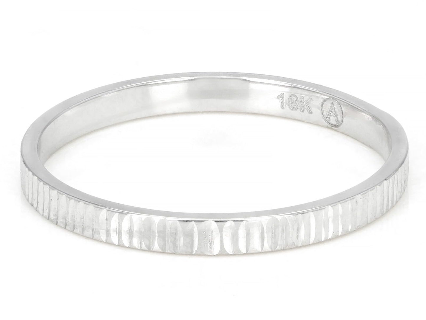 JTV 10K White Gold, Yellow Gold or Rose Gold 2mm Textured Band Ring - Elegant and Durable Wedding Band for Men and Women (White Gold, 7)