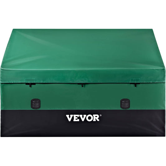VEVOR Outdoor Storage Box, 230 Gallon Waterproof PE Tarpaulin Deck Box w/Galvanized Frame, All-Weather Protection & Portable, for Camping, Garden, Poolside, and Yard, Black & Green