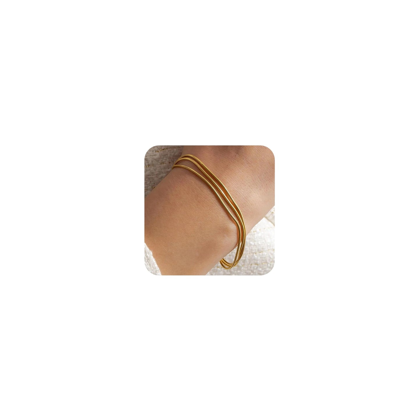 Striviio 14K Silver Plated Bracelets for Women Triple Herringbone Chain Bracelet Minimalist, Dainty Silver Bracelet for Everyday Wear, Minimalist Jewelry