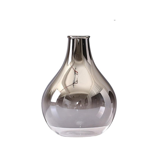 Brand Glass Vase Creative Silver Gradient Dried Desktop Terrarium Jewelry Decoration Plant Holder for Table Centerpiece Wedding Home Decor(Color3)