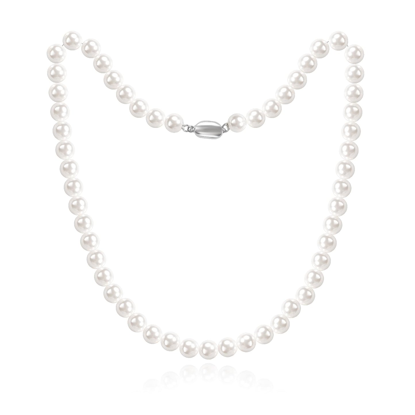 Myshiwu Round White Simulated Faux Pearl Necklace Strand Pearl Choker Necklaces for Women Trendy Jewelry Gift (8 MM)