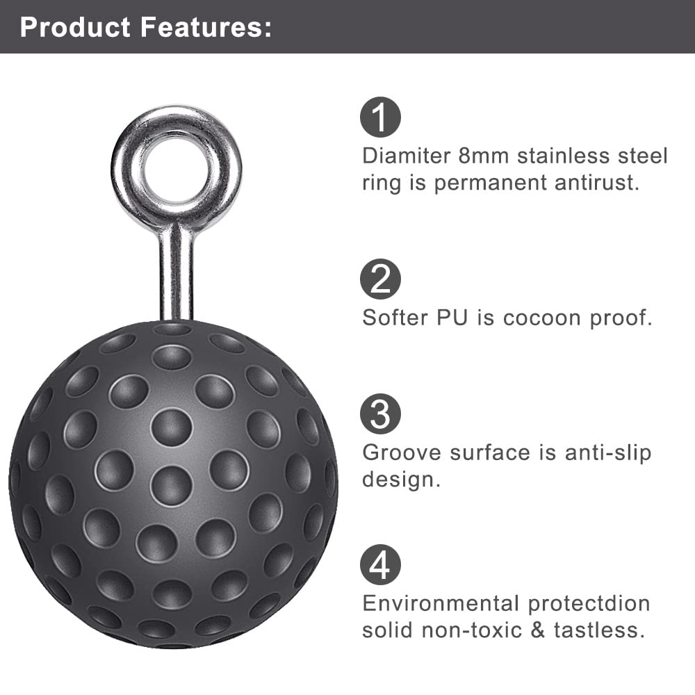 SELEWARE Pull Up Ball Grip, Non-Slip Rock Climbing Holds Power Ball for Strength Training Attachment, Neutral Grip Handles for Chin Up Bar, Kettlebell, Barbell Home Gym Workout, Black